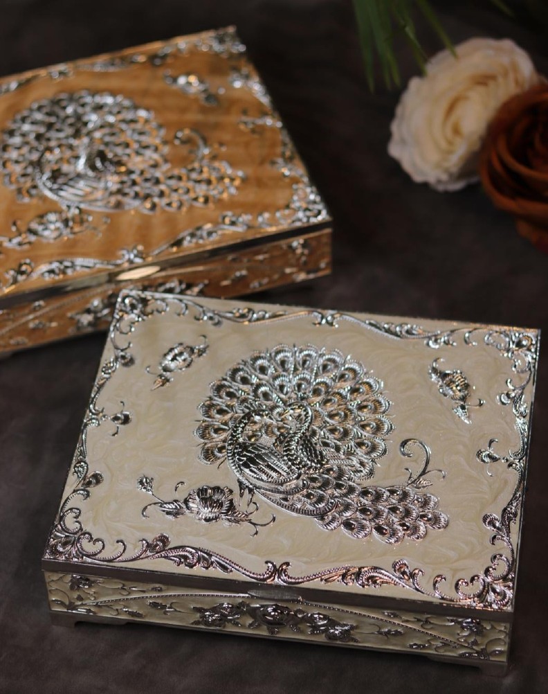 Peacock Four Compartment  Dry Fruit Box