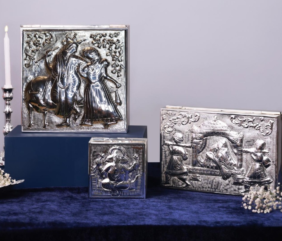 Radha Krishna Silver Gift Box