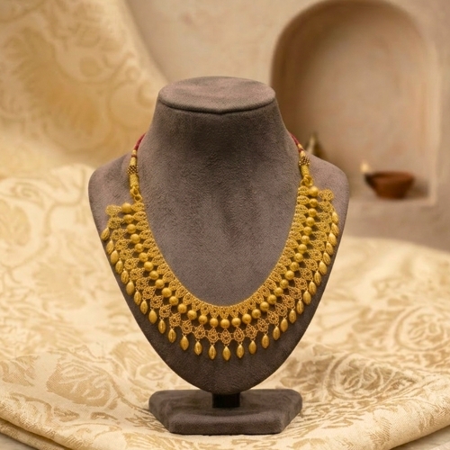Royal Temple Beaded Gold Necklace