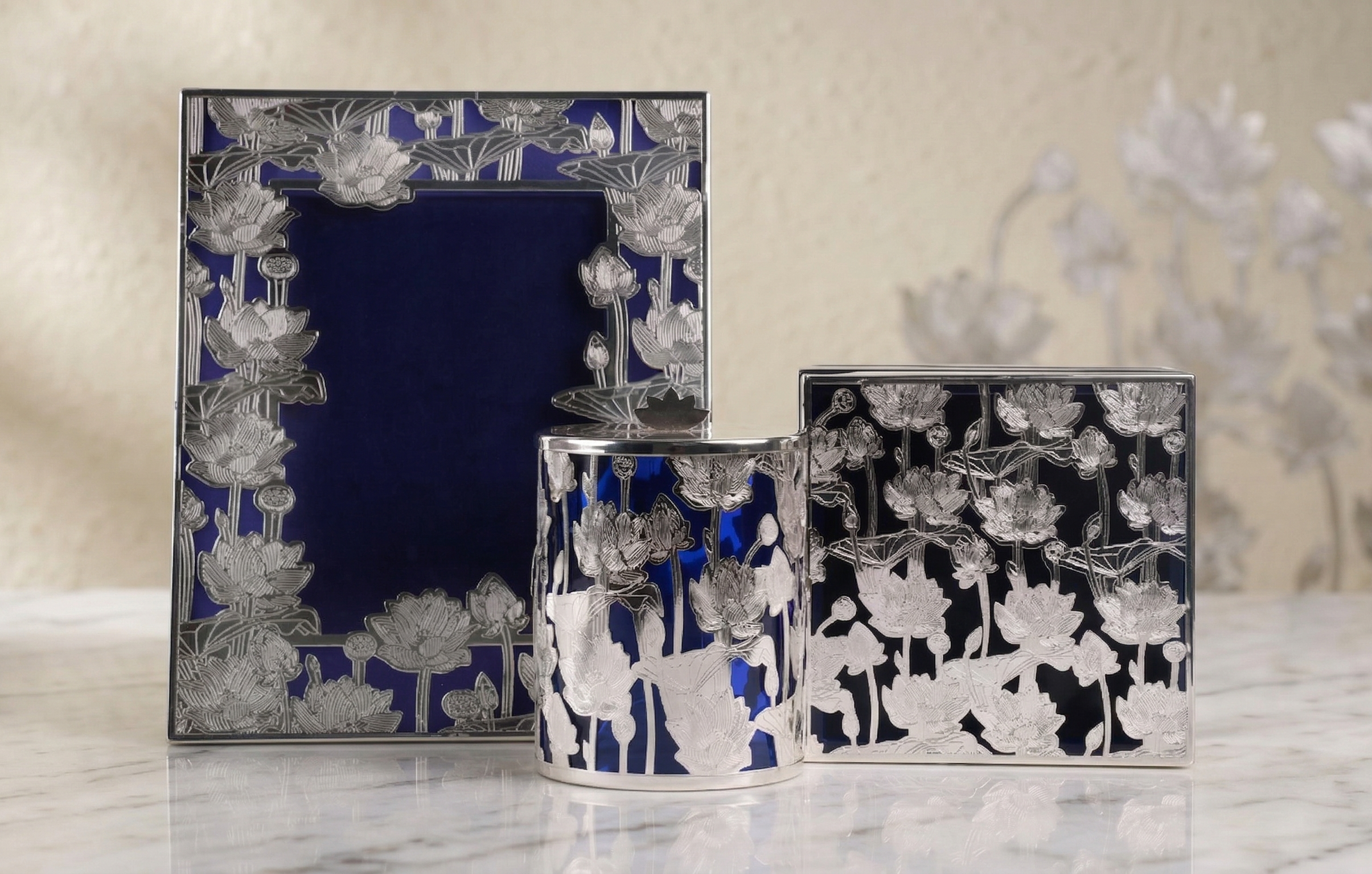 Silver Rose Photo Frame(Blue)