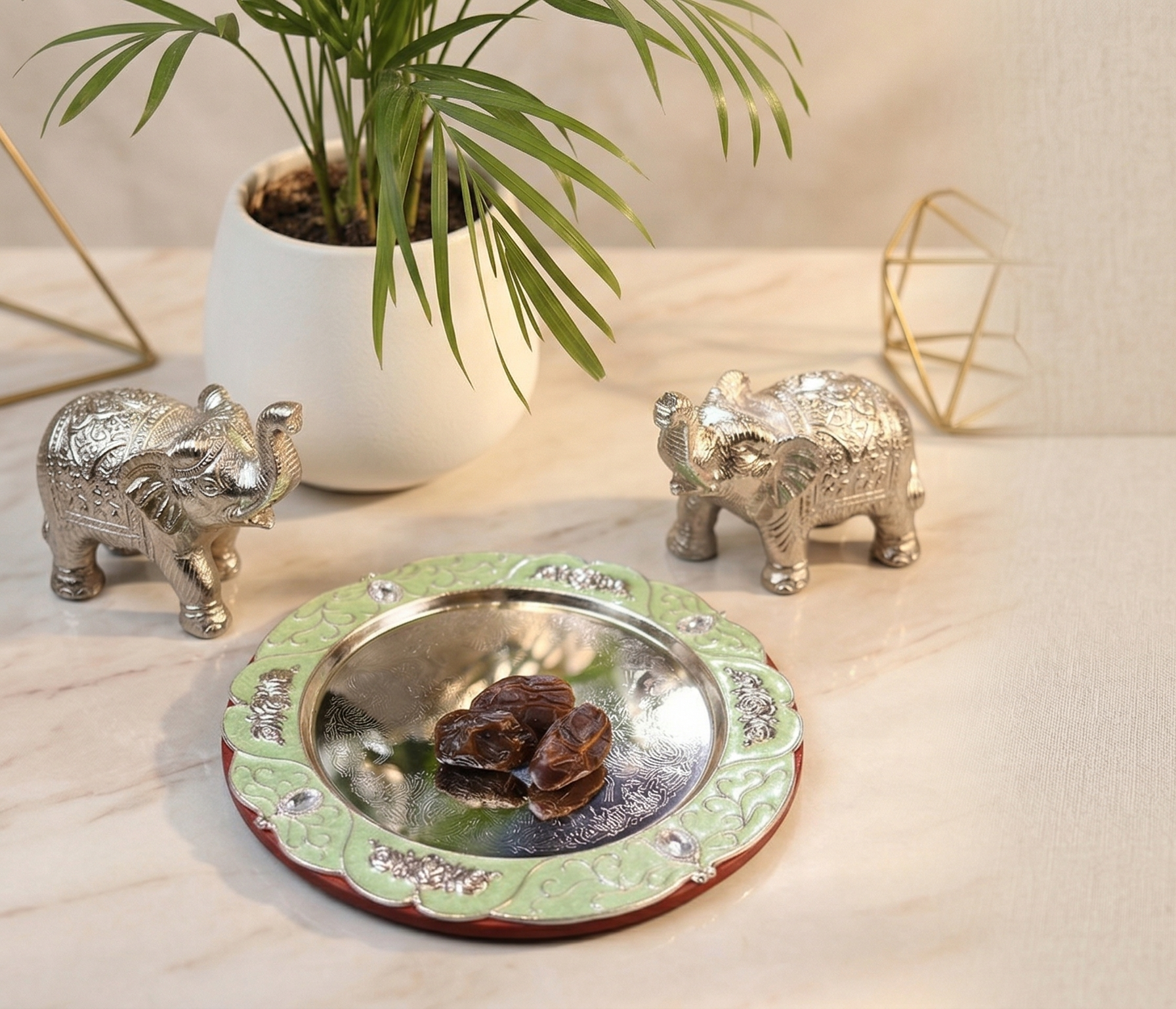 Round Meena Tray(Green)