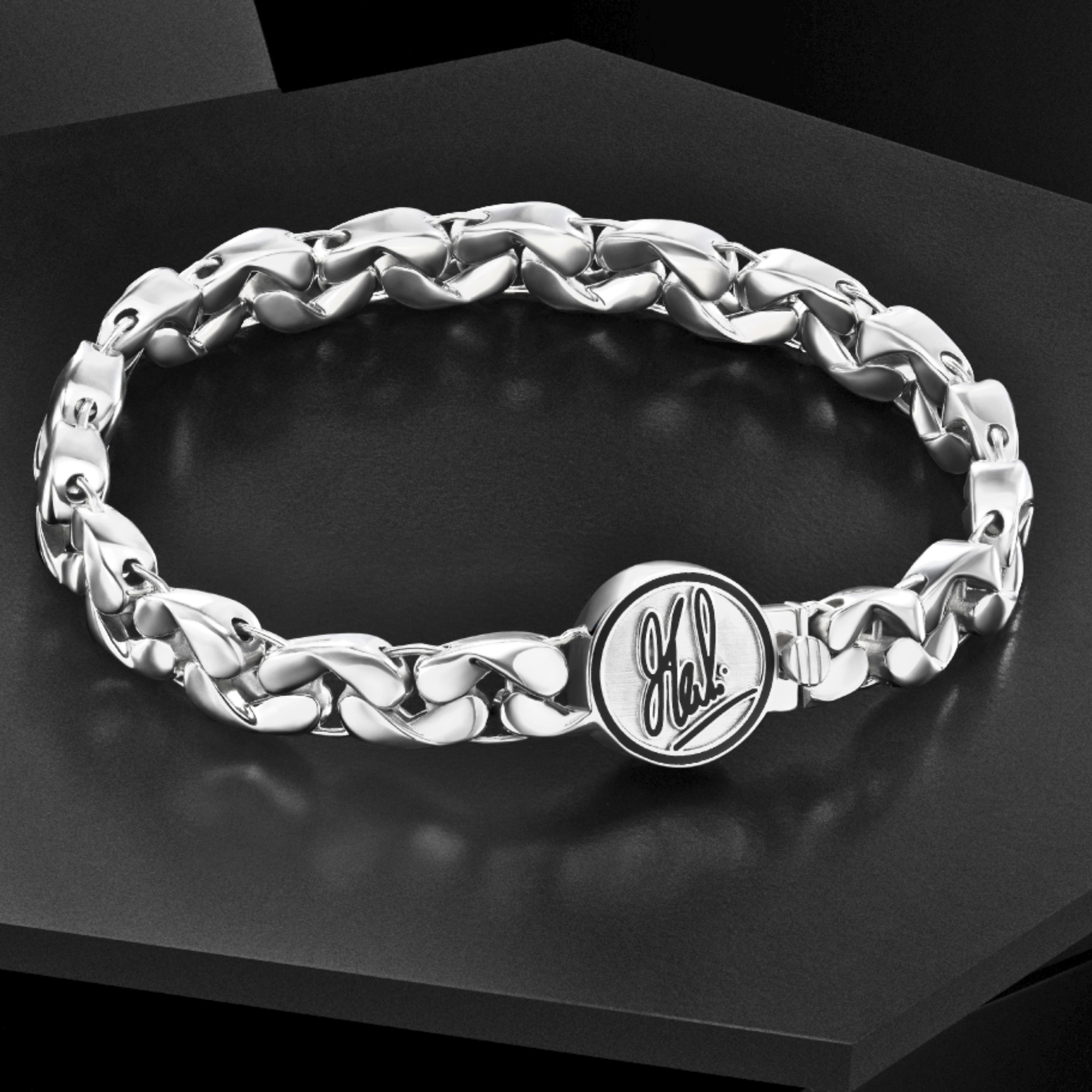 Platinum Bold Link Braclete