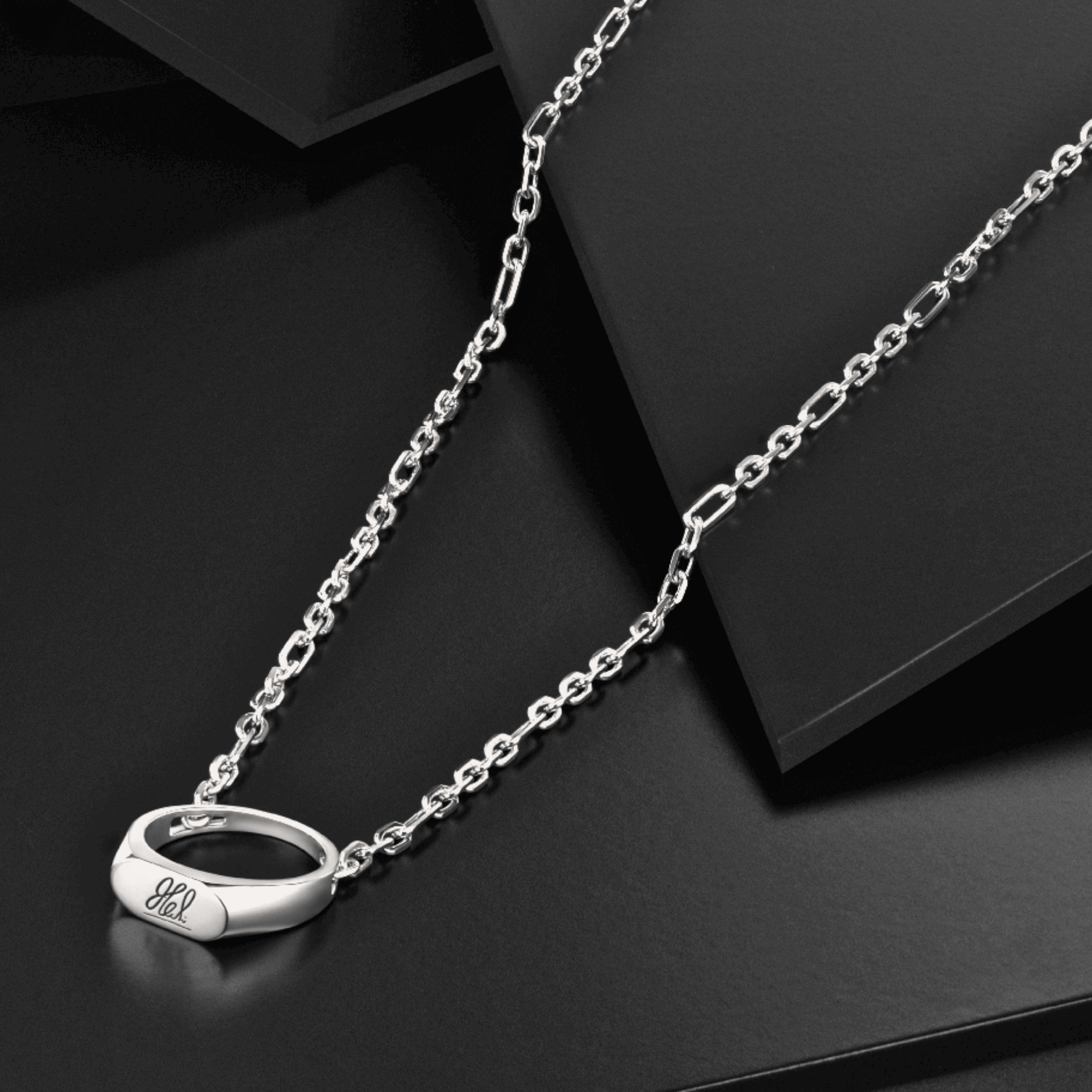 Platinum Ring Pendant Chain