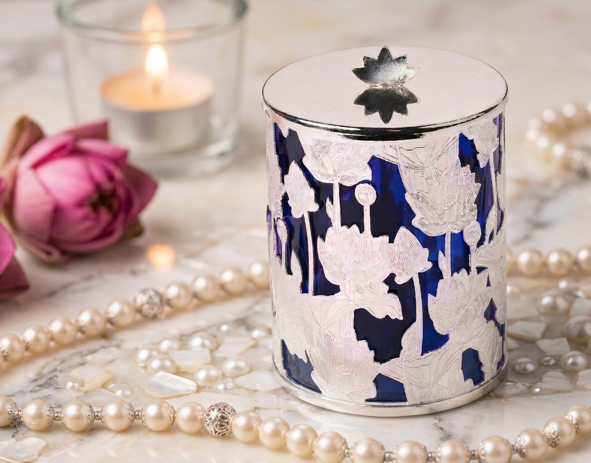 Silver Cannister Blue