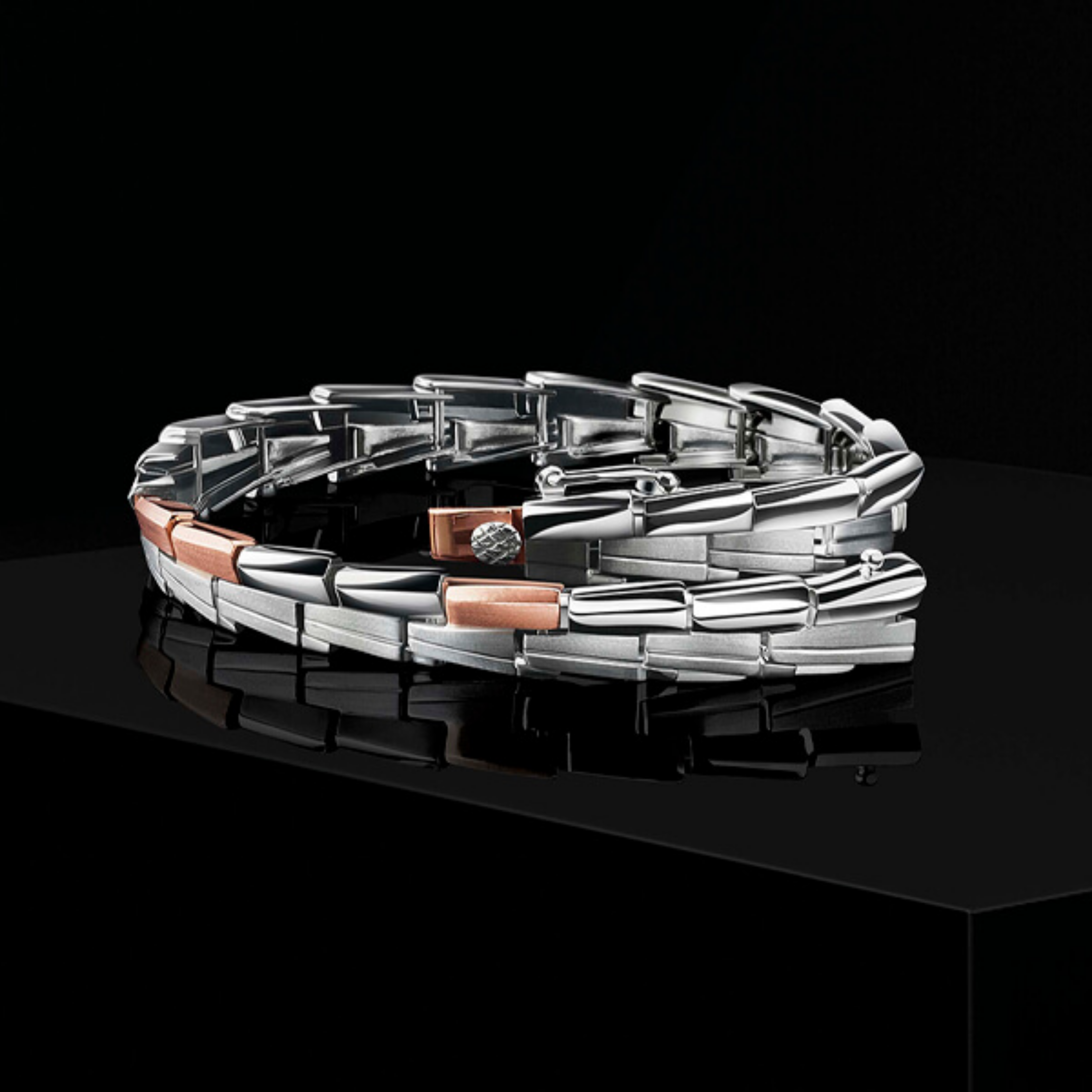 The Platinum Staggered Dual Tone Bracelet