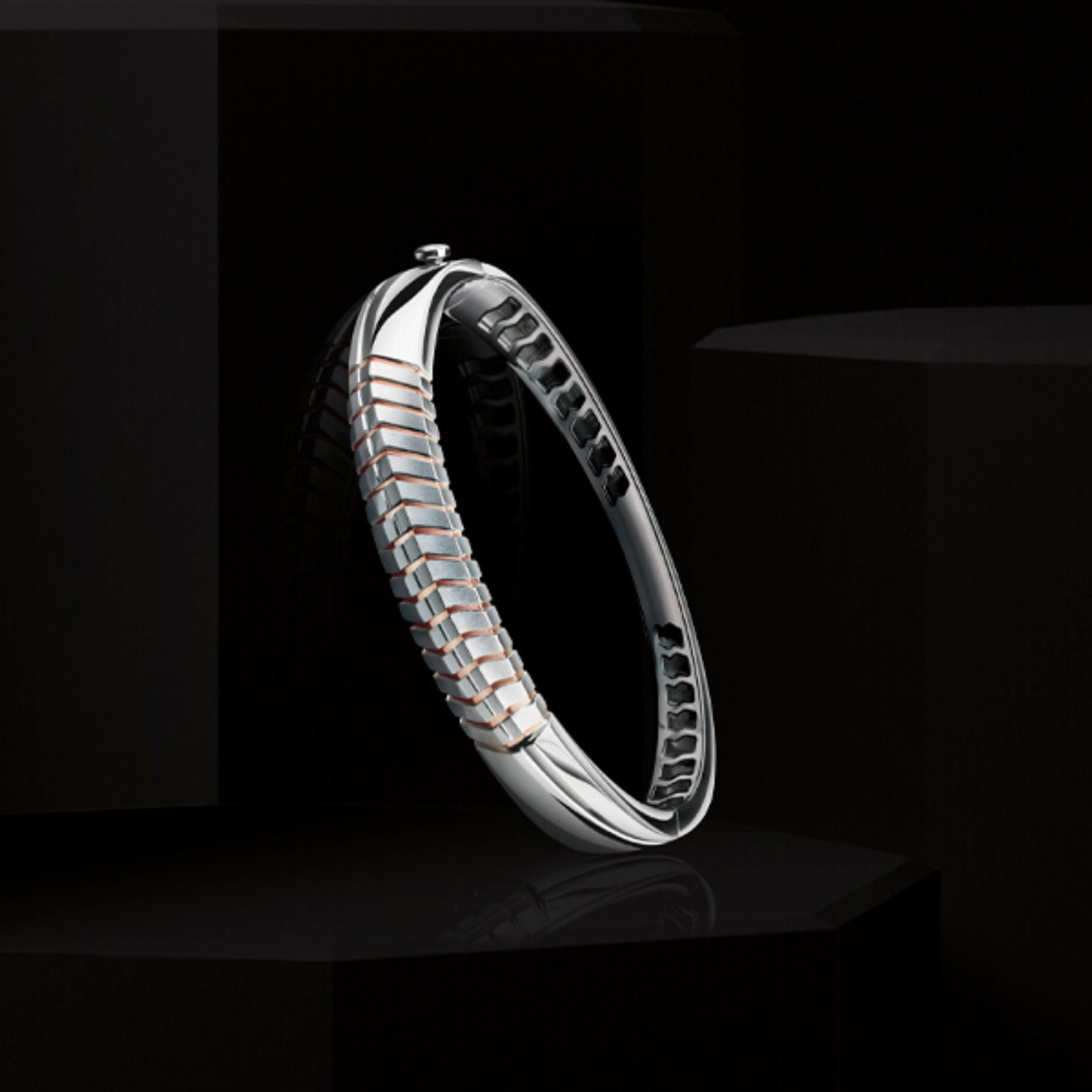 The Platinum Dual Tone Strokes Bracelet