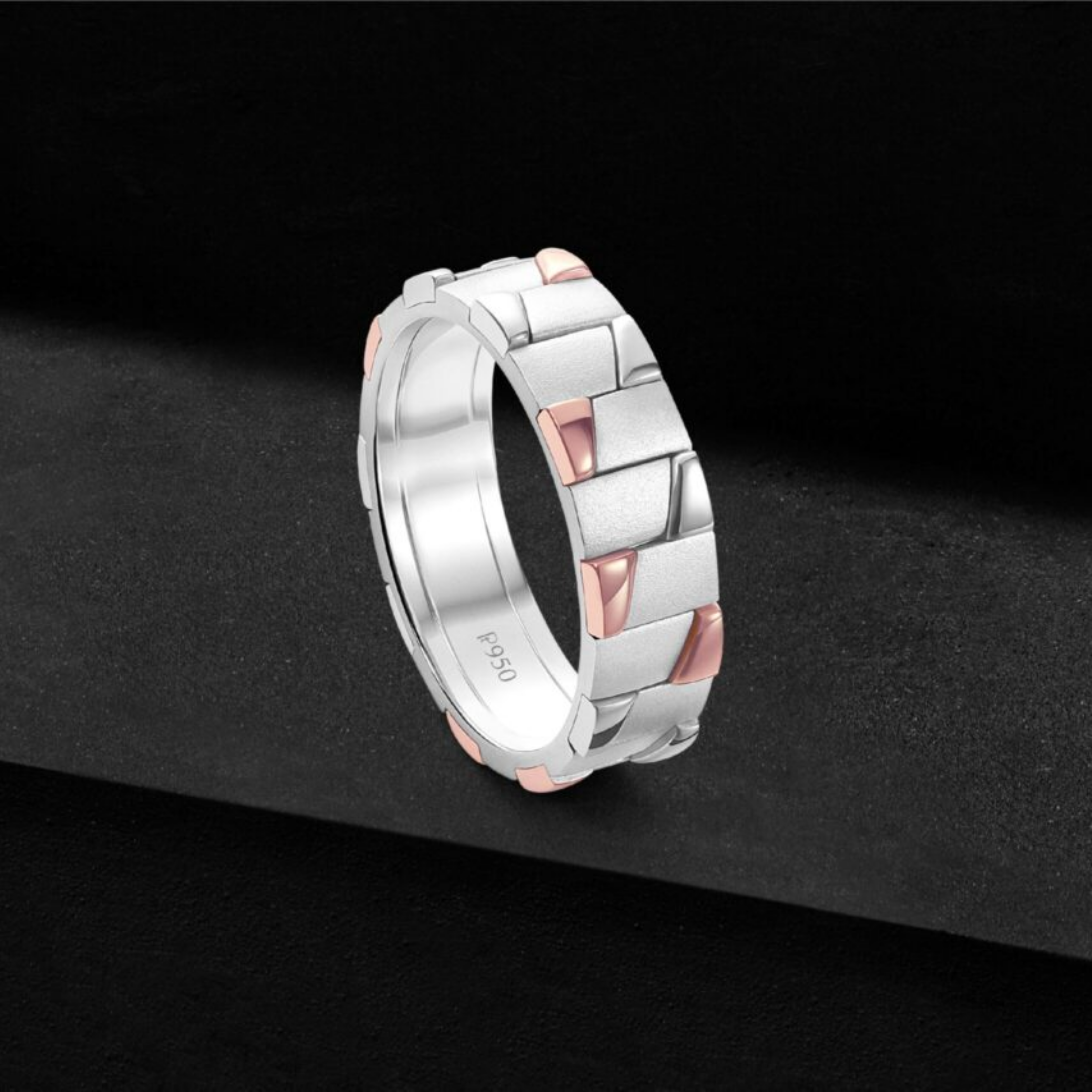 Platinum Dual Tone Geometric Ring